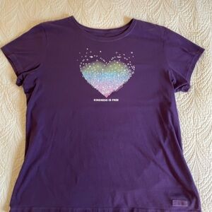 Life Is Good  Women’s PurpleTee with Heart Design